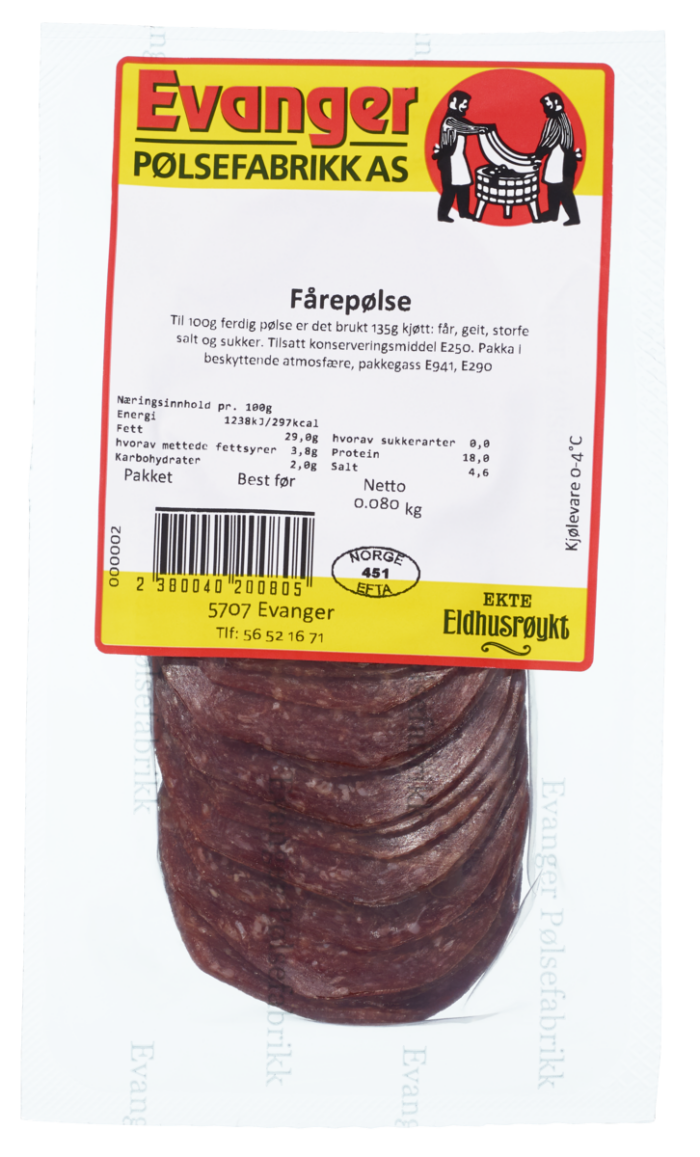Fårepølse oppskjært vac.