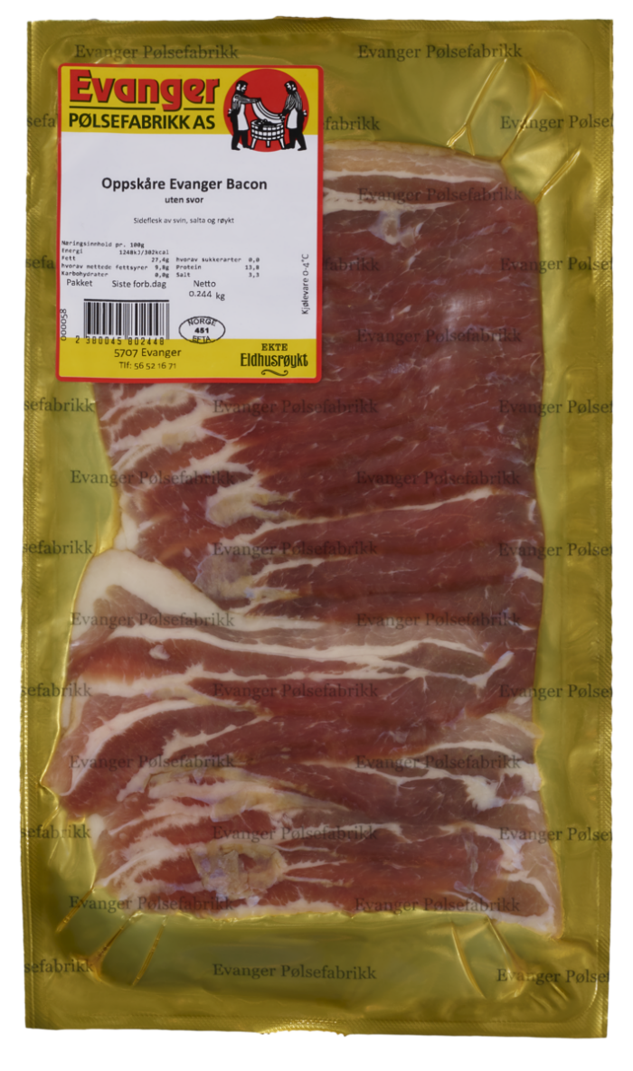 Oppskåre evangerbacon u/svor vac.